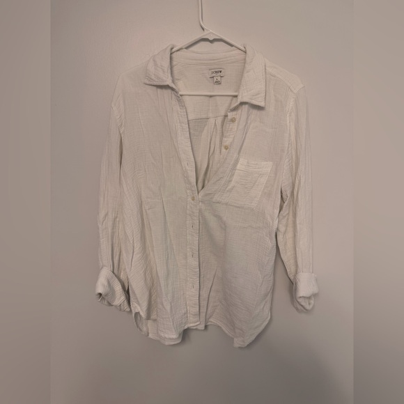 J.Crew 100% Cotton Gauze Airy Button Down Top; Beach Top; Classic Shirt; Large - Picture 4 of 10